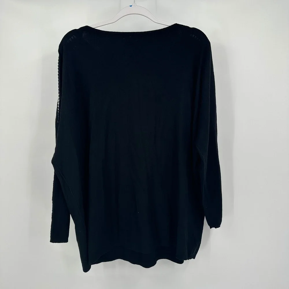 Womens Minimalist Evening Glam Sweater Size 1X Embellished Cocktail Sparkle